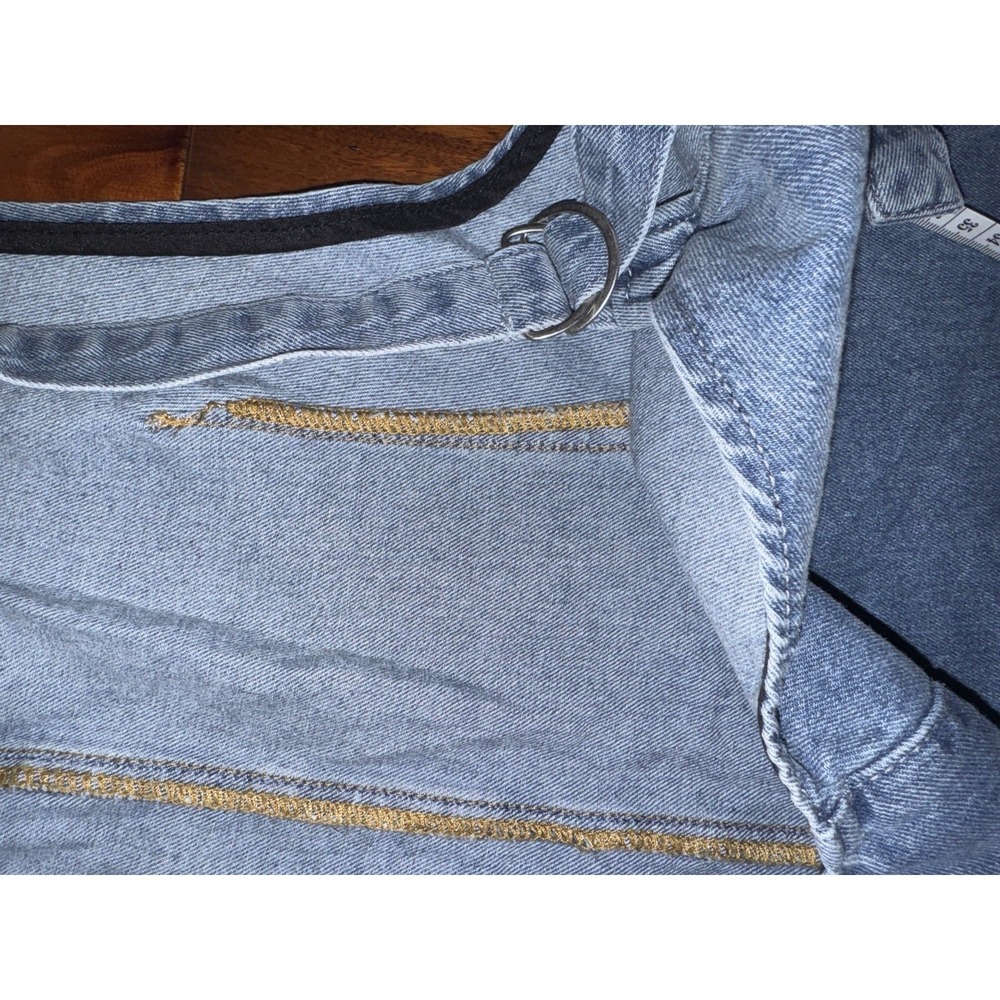 Womens Denim Overalls Light Wash Square Neck‎ Pockets Relaxed Fit - Picture 6 of 9